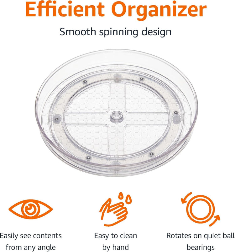 Amazon Basics Clear Lazy Susan Turntable Organizer, 12-Inch, 2-Pack