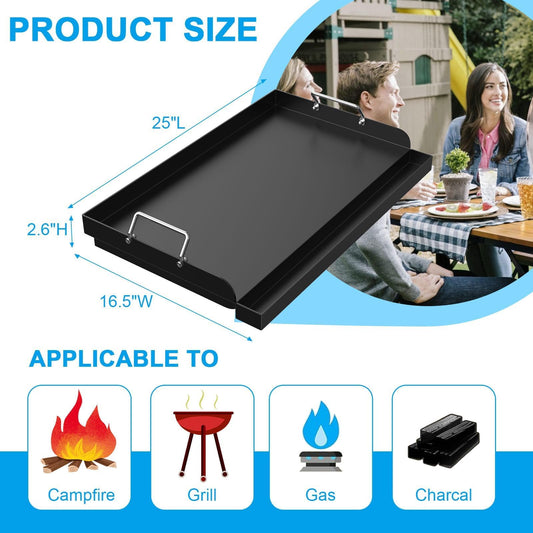 25" x 16.5" Nonstick Carbon Steel Griddle for Gas