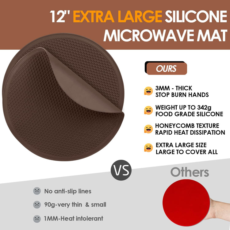 Brown Silicone Microwave Mat 12 inch Extra Large Multi