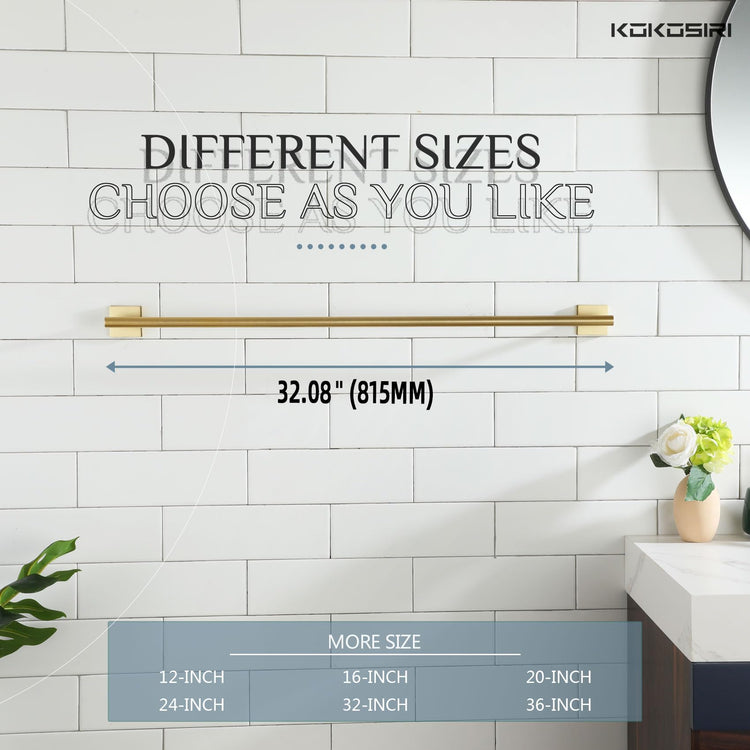 Bathroom Towel Bar 32'' Towel Holder for Bath Kitchen Cabinet Towel Rails 32 Inch Brushed Gold Stainless Steel B4005BG