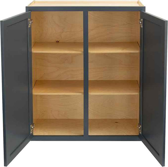 Quicklock RTA (Ready-to-Assemble) 42" Tall Wall Kitchen Cabinets - Shaker Style | 100% Hardwood | Made in America | Soft Close Hardware (Needlepoint Navy, 12''D x 30''W x 42''H)