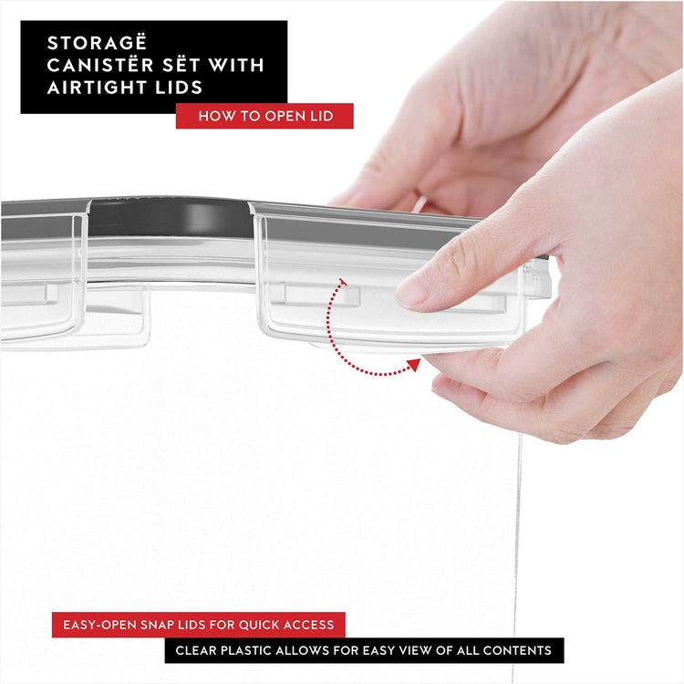 Flour Sugar Storage Containers Set of 4; 3.6L Plastic Airtight Food Storage Containers with Lids for Kitchen Pantry Organization and Storage (4 Count)