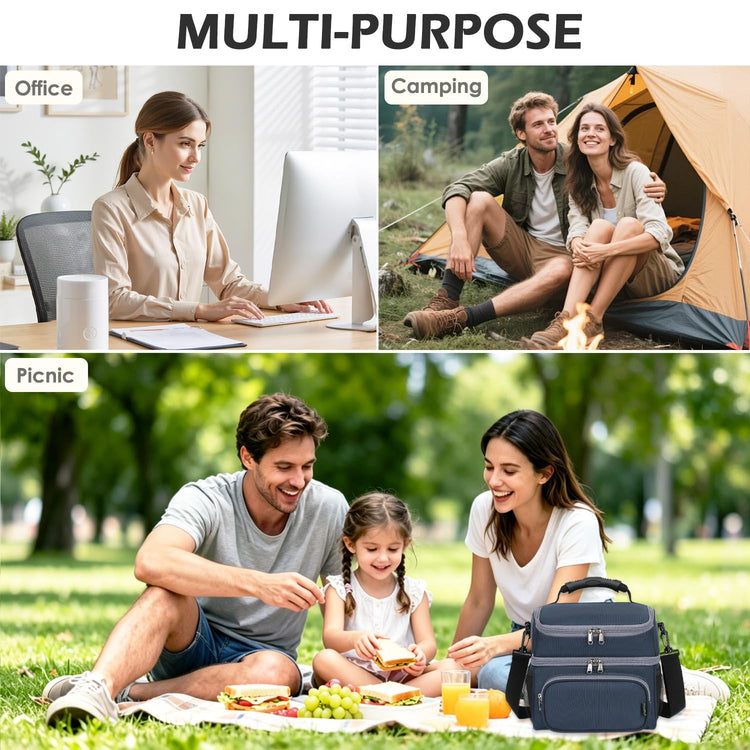 Double Layer Cooler Insulated Lunch Bag Adult Lunch Box Large Tote Bag for Men