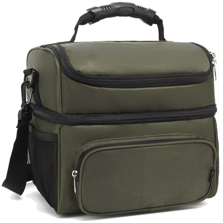 Double Layer Cooler Insulated Lunch Bag Adult Lunch Box Large Tote Bag for Men (2 Count)