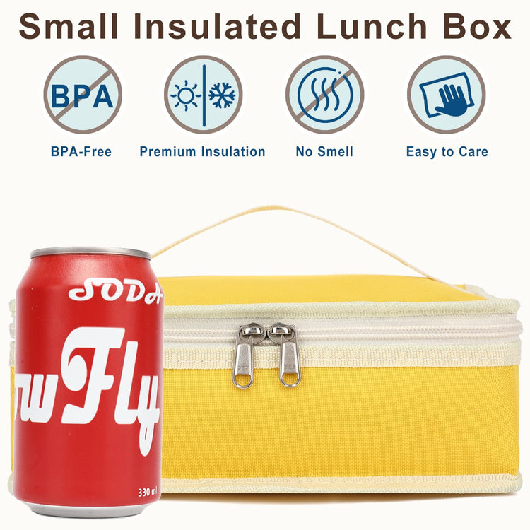 Small Insulated Lunch box Portable Soft Bag Mini Cooler Thermal Meal Tote Kit with Handle for Work & School