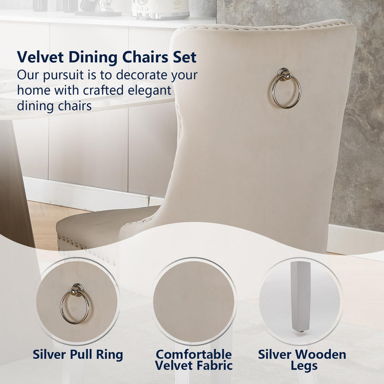 Cream Velvet Dining Chairs Set of 6 (6 Count)