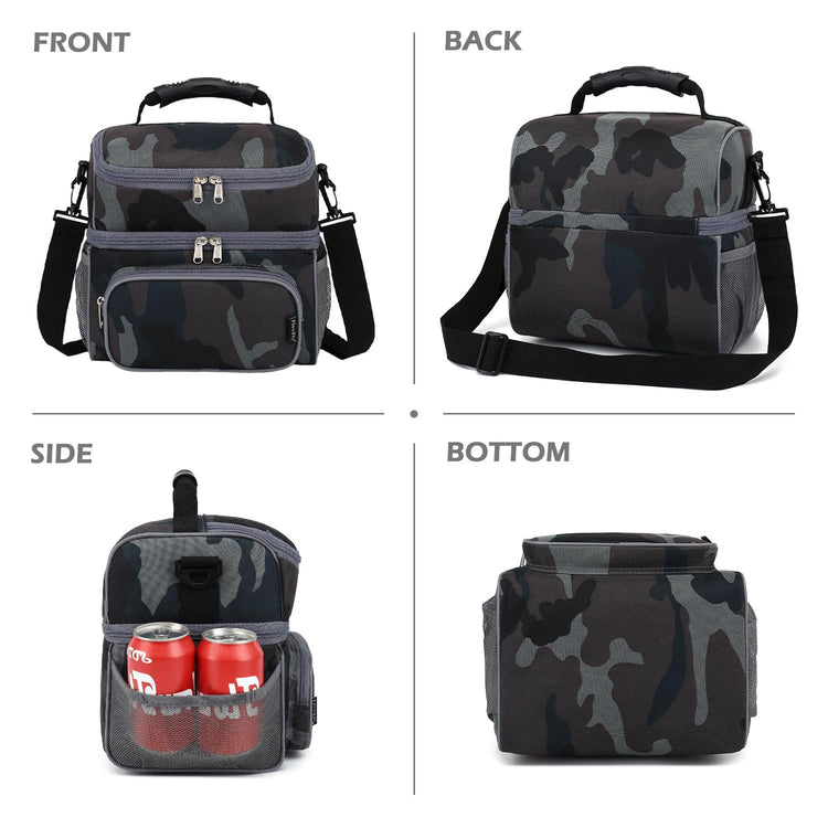 Double Layer Cooler Insulated Lunch Bag Adult Lunch Box Large Tote Bag for Men (2 Count)