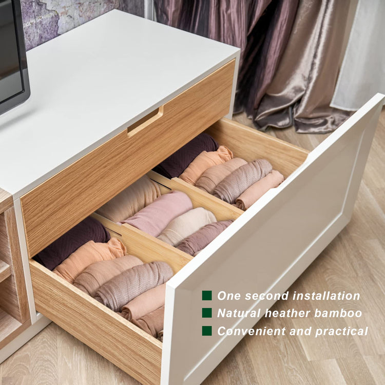 4 Pack Bamboo Drawer Dividers 2.6" High (4 Count)