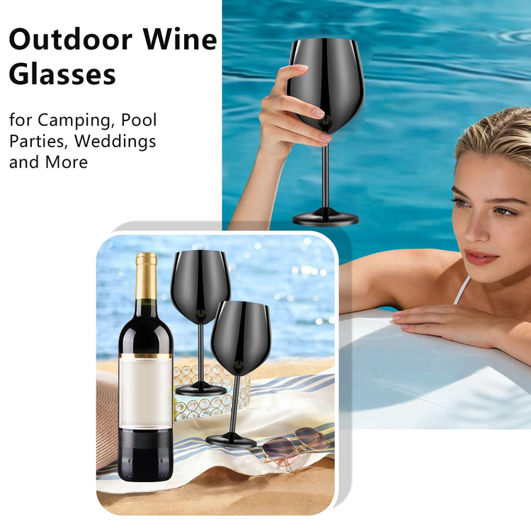 Unbreakable Stainless Steel Wine Glasses Set of 2 (2 Count)