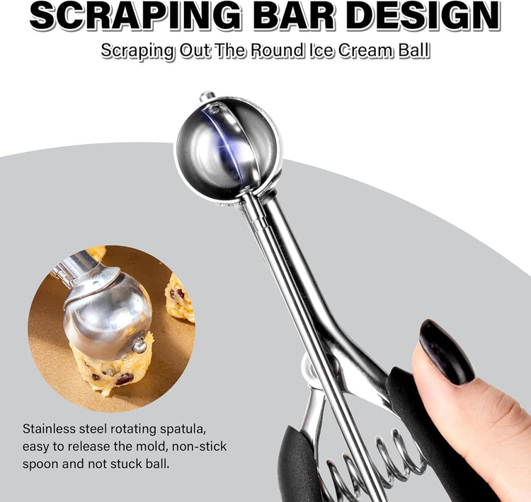 Extra Small Cookie Scoop 1 tsp, Professional Stainless Steel Mini Ice Cream Scoop 25 mm, Melon Baller Scoop Good Soft Grips, Quick Trigger Release