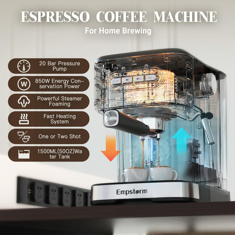 20 Bar Espresso Machine with Milk Frother Steam