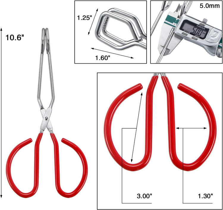 MSY BIGSUNNY 10 Inch Stainless Steel Scissor Tongs, Heavy Duty Cooking Tongs with Soft Handles, Multi-function Serving Tongs for Barbecue, Salad, Buffet, Fry (Set of 2, Red)