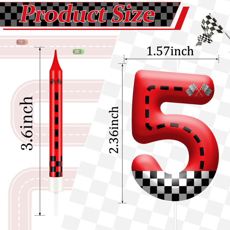 13PCS Racing Car Theme Birthday Candle Set with Checkered Flag Design (13 Count)