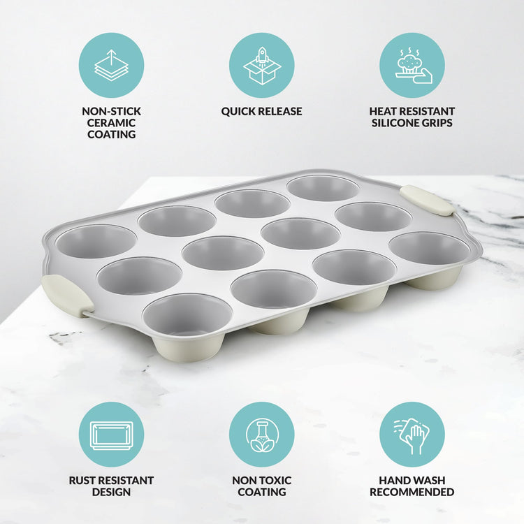 12 Cups Ceramic Coated Muffin Pan for Baking