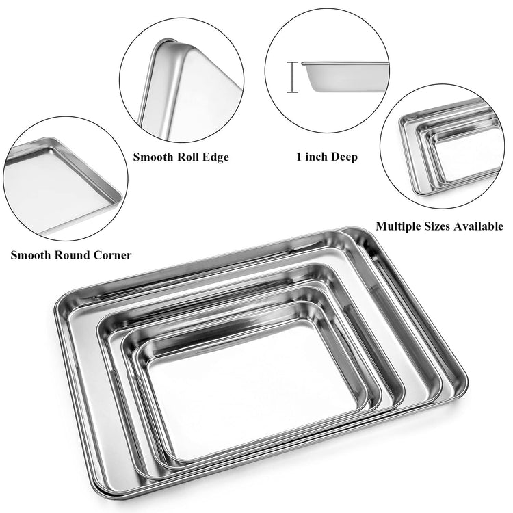 Stainless Steel Baking Sheet Cookie Sheet Pan with Cooling Rack Set of 4