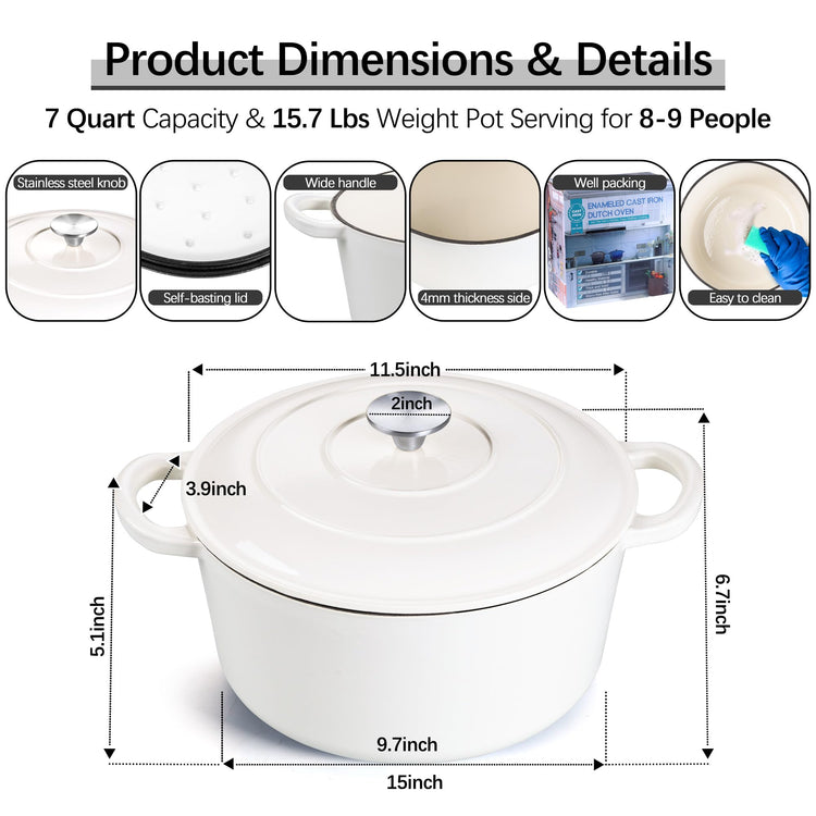 7QT Enameled Dutch Oven