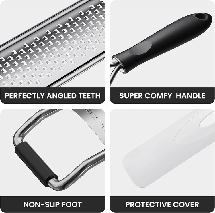 Zester Grater With Handle Cheese Grater for Lemon Zester Kitchen,Black