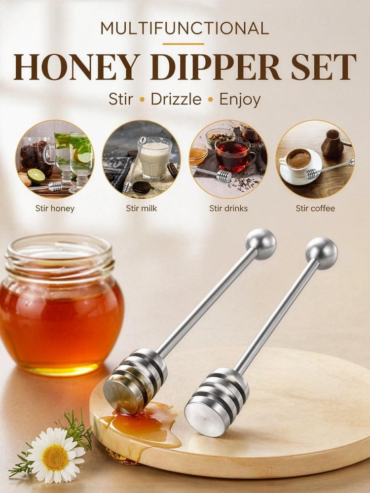 Honey Dipper 6.3 in 304 Stainless Steel Syrup Server Stick (2 Count)