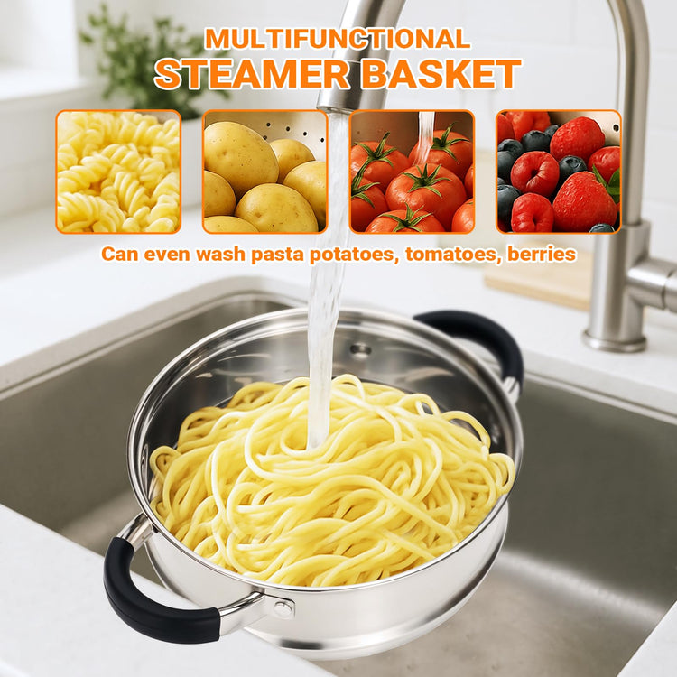 3.2QT Stainless Steel Steamer for Cooking with Lid & Steamer Basket