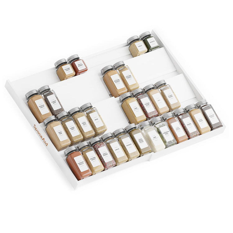 Bamboo White Spice Drawer Organizer