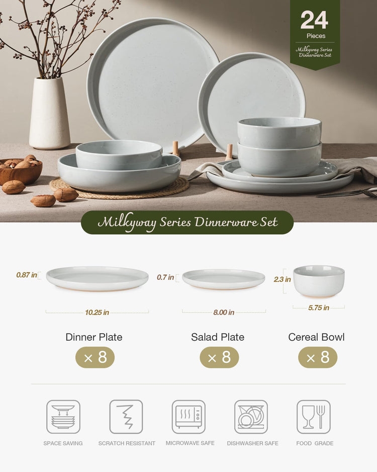 Milkyway 24 Piece Stoneware Dinnerware Set