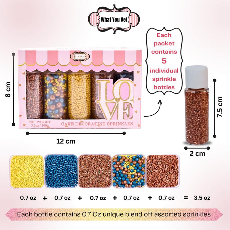 Sprinkles Confect Sprinkles for Cakes & Cupcakes Decoration Assorted pack of 5 ?Graduation Day Mix Yellow