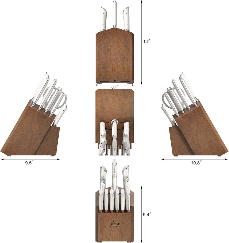 Cangshan HELENA Series German Steel Forged Knife Block Set (17-Piece, White)