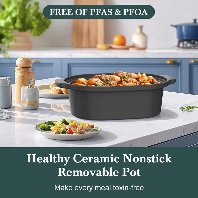 MAGNIFIQUE 6 Quart Programmable Slow Cooker Removable Healthy Nonstick Pot