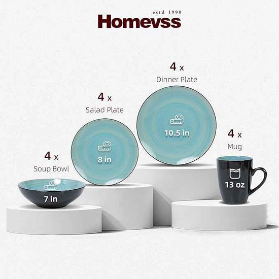 Stoneware Sonoma Dinnerware Set, Black + Speckled Spin Wash Turquoise