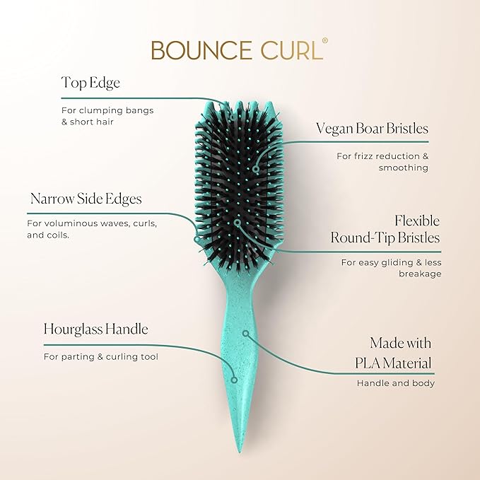 Bounce Curl Volume EdgeLift Brush, 5-in-1 Tool for Volumized Waves, Curls & Coils - Teal