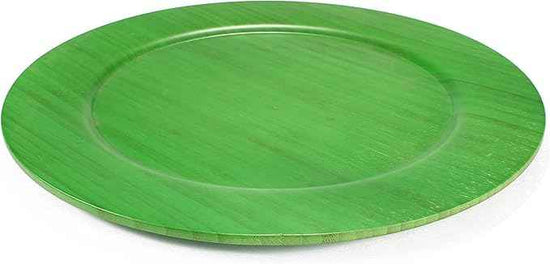 BambooMN 13" Dia Green Bamboo Reusable Dinnerware Charger Round Plates for Catered Events, Holidays, or Home Use Supplies, 10 Pcs