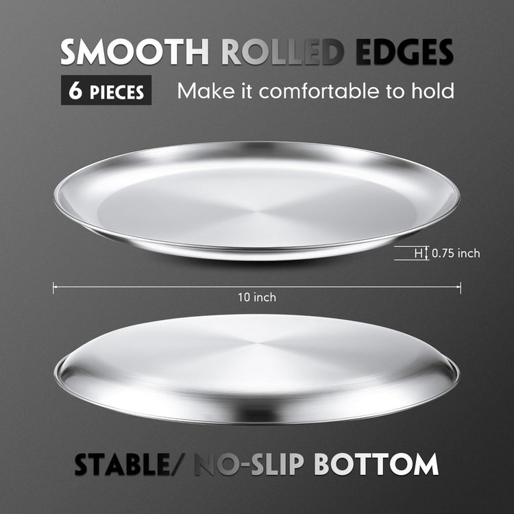 6 Pieces Silver Pizza Pans 10 Inch Bakeware (6 Count)