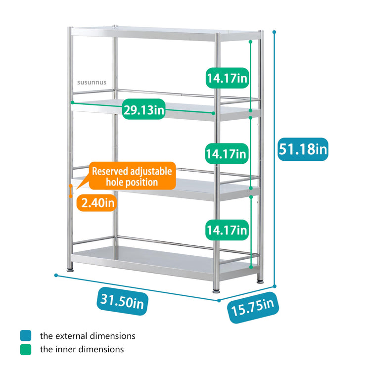 Stainless Shelving with Guardrails
