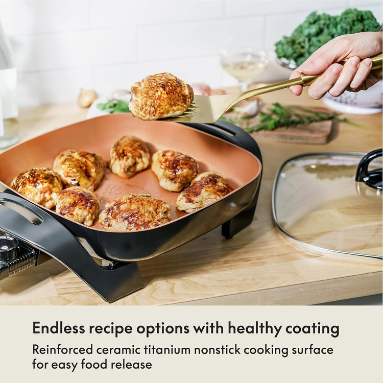 12x12 Electric Skillet & Frying Pan with Glass Lid
