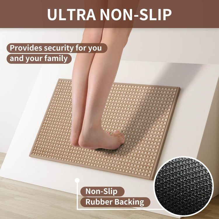 Kitchen Mat Kitchen Rugs Sets of 2 PCS Non Slip Brown 17"x30"+17"x59"
