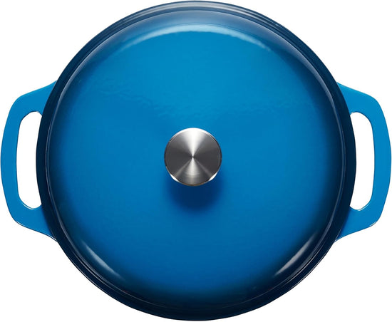 Amazon Basics Cast Iron Dutch Oven Pot with Lid, Enameled, Round, Dual Handles, Heavy-Duty, Large, 7.3-quart, Blue - Nestoria