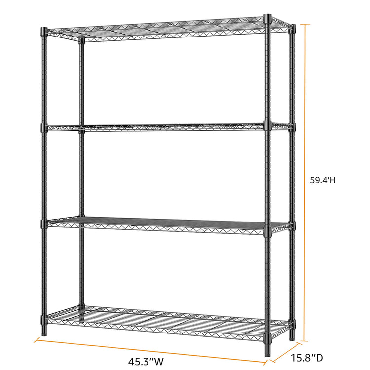 1400 lbs 4 Tier Storage Rack Metal Wire Shelving Unit (4 Count)