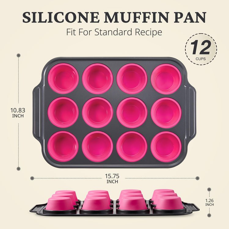 Silicone Muffin Pans for Baking with Metal Frame