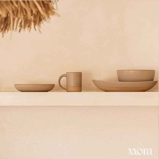 MORA Jumbo and Large Serving Dishes Set of 2, 13 inch and 12 inch Ceramic Pottery Oval Platters - Microwave, Oven and Dishwasher Safe - Thyme & Mushroom