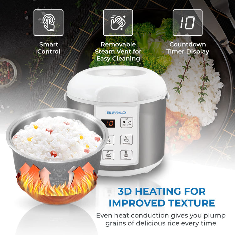 Rice Cooker Stainless Steel Inner Pot Rice Maker Large (10 Count)