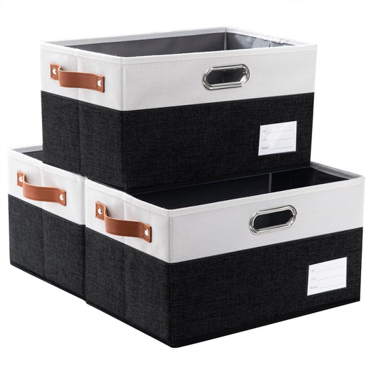 Foldable Storage Bins with Handles [3 (3 Count)