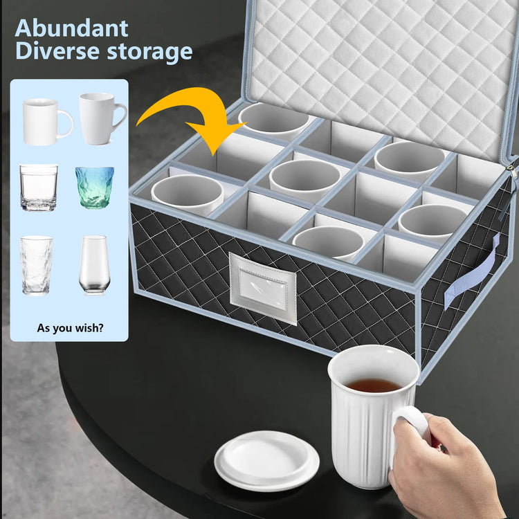 Mug and Cup Storage Box with Dividers (2 Count)