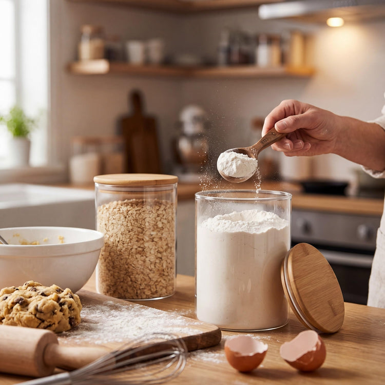 Glass Storage Jars Set Elegant Containers with Airtight Bamboo Lids
