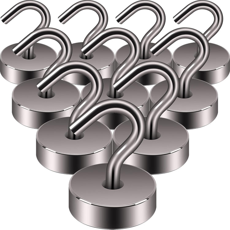Neosmuk Magnetic Hooks, Cruise Ship Essentials, 40lb+ Heavy Duty Magnetic Hooks for Cruise Cabins, Refrigerator, Grill, Hanging, and Travel | Extra Strong Must-Haves Magnet Hook,Brown,Pack of 10