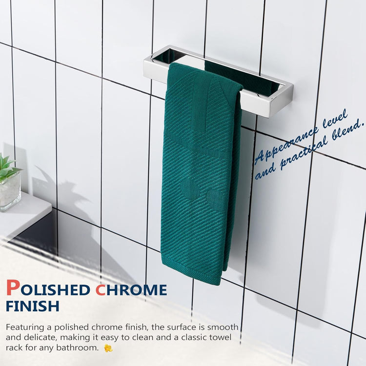 KOKOSIRI Towel Ring Chrome Hand Towel Bars Rack 9-Inch Kitchen Holders Polished Stainless Steel Bathroom Hardware Wall Mounted, 2 Pack B4008CH-L9-P2