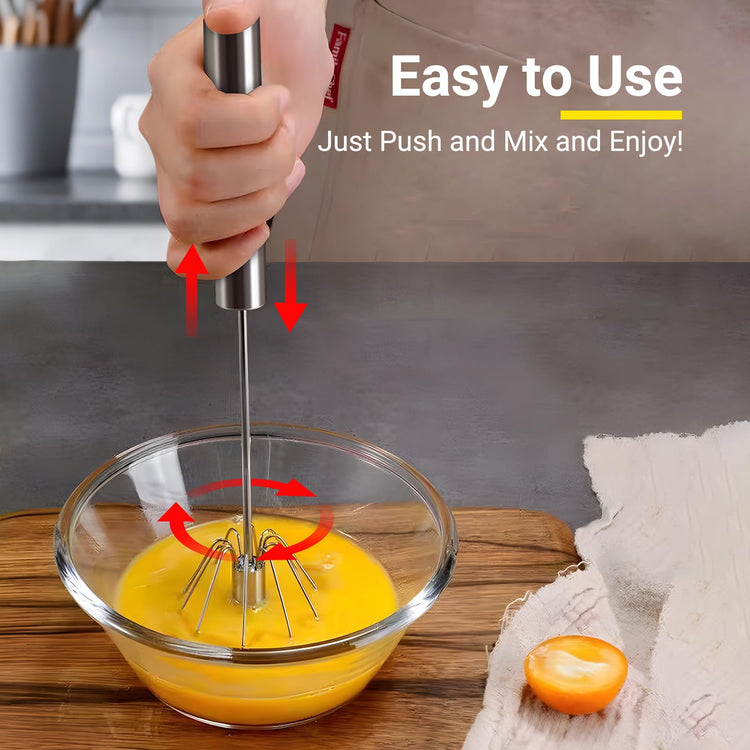 Egg Whisk Upgraded Stainless Steel Semi Automatic Whisk