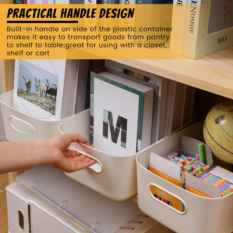 Plastic Storage Bins 10 Pcs White Pantry Organizer Bins Small Baskets Storage Containers for Home Kitchen (10 Count)