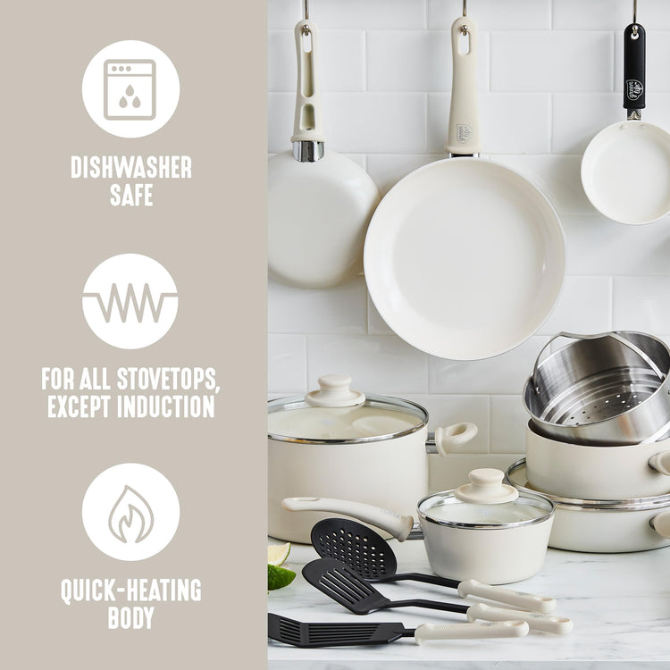 16 Piece Ceramic Nonstick Pots & Pans Cookware Set