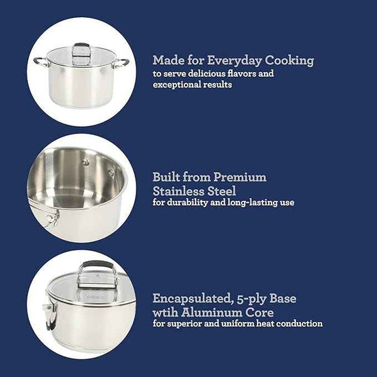 Oster Platinum Silverbolt 6 Piece Stackable Space-Saving Dutch Oven Sauce Pan Cookware Set