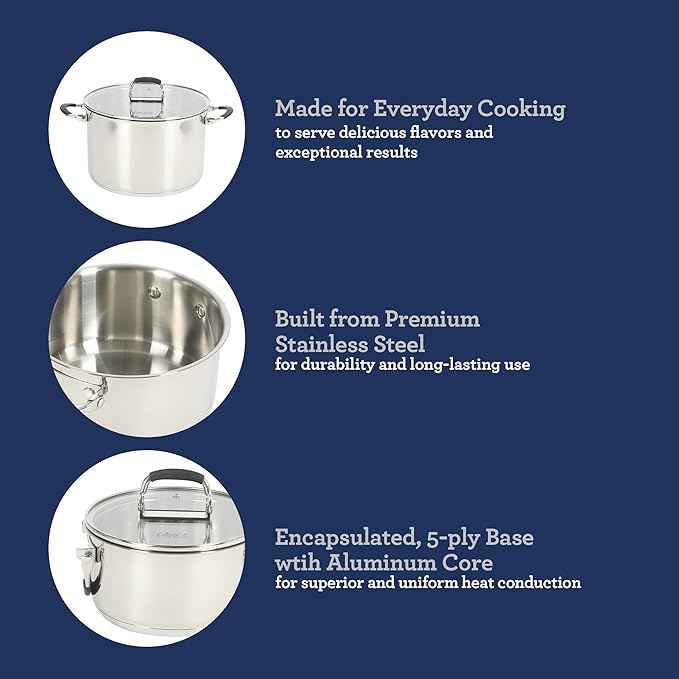 Oster Platinum Silverbolt 6 Piece Stackable Space-Saving Dutch Oven Sauce Pan Cookware Set